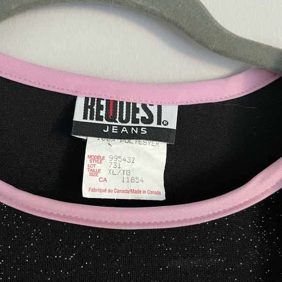 Request Jeans Y2K Black Sparkly Long Sleeve Top with Undershirt, Clip Front - Picture 3 of 5